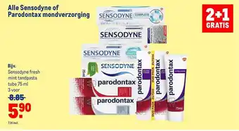 Makro Alle sensodyne of parodontax mondverzorging 2+1 gratis aanbieding