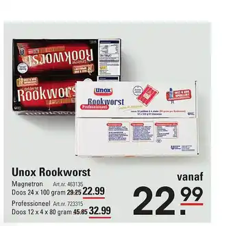 Sligro Unox rookworst aanbieding