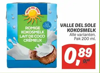 Dekamarkt Valle del sole kokosmelk 200ML aanbieding