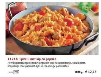 Bofrost Spirelli met kip en paprika aanbieding