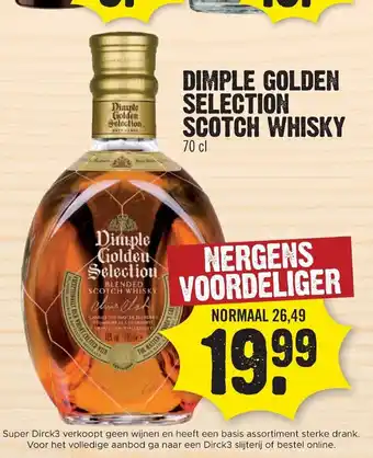 Dirk Dimple Golden Selection Scotch Whisky 70 cl aanbieding