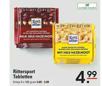 Sligro Rittersport tabletten aanbieding