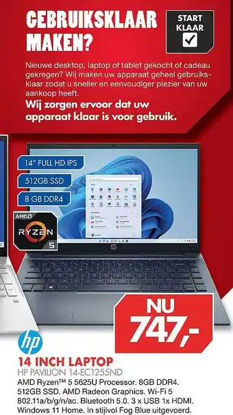 Vobis Hp 14 inch laptop hp pavilion 14-ec1255nd aanbieding