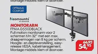 Vobis Neomounts by newstar monitorarm fpma-d550black aanbieding