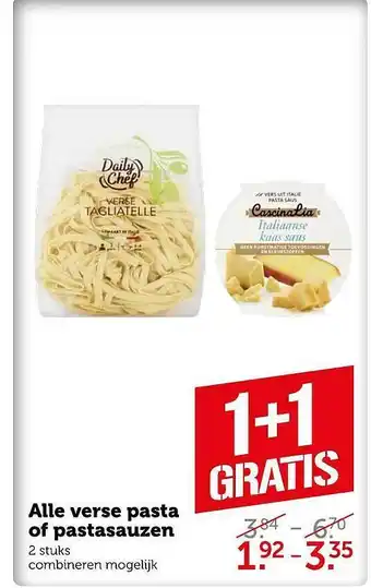 Coop Alle verse pastsa of pastasauzen 1+1 gratis aanbieding