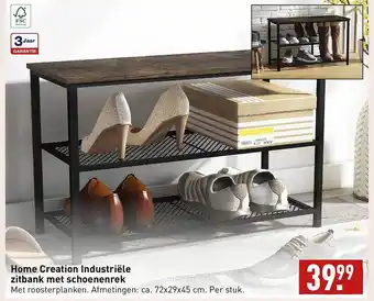 ALDI Home creation industriële zitbank met schoenenrek aanbieding