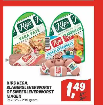 Dekamarkt Kips vega, slagersleverworst of smeerleverworst mager aanbieding