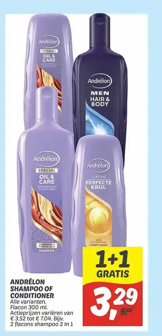 Dekamarkt Andrélon shampoo of conditioner 1+1 gratis aanbieding