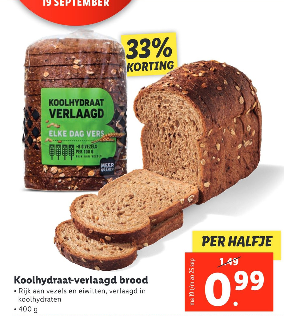 Koolhydraatverlaagd brood aanbieding bij Lidl