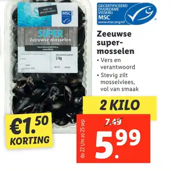 Lidl Zeeuwse super- mosselen aanbieding