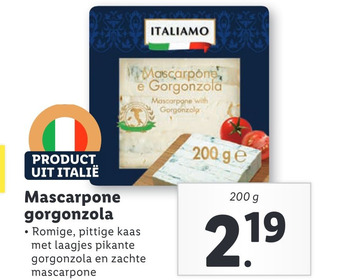 Lidl Mascarpone gorgonzola aanbieding