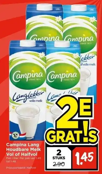 Vomar Voordeelmarkt Campina lang houdbare melk vol of halfvol aanbieding