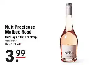 Sligro Nuit precieuse malbec rosé igp pays d'oc, frankrijk aanbieding