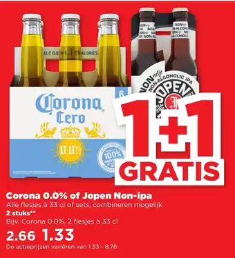 PLUS Corona 0.0% of Jopen non-ipa 33CL aanbieding