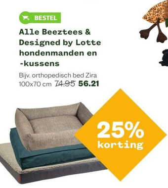 Welkoop Alle beeztees & designed by lotte hondenmanden en -kussens aanbieding