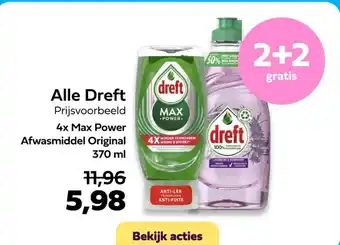 Plein.nl Dreft 4x max power afwasmiddel original 370ML aanbieding