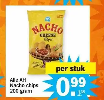 Albert Heijn Alle ah nacho chips 200 gram aanbieding