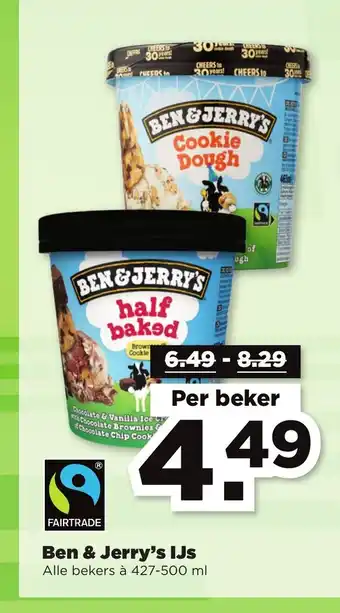 PLUS Ben & Jerry's IJs Alle bekers a 427-500 ml aanbieding