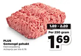 PLUS Gemengd gehakt per 250 gram aanbieding