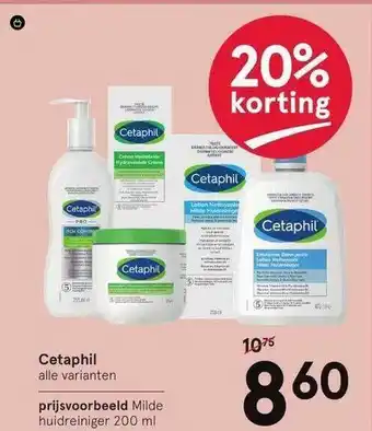 Etos Cetaphil milde huidreiniger 200 ml 20% korting aanbieding