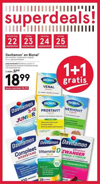 Etos Davitamon en bional 1+1 gratis aanbieding