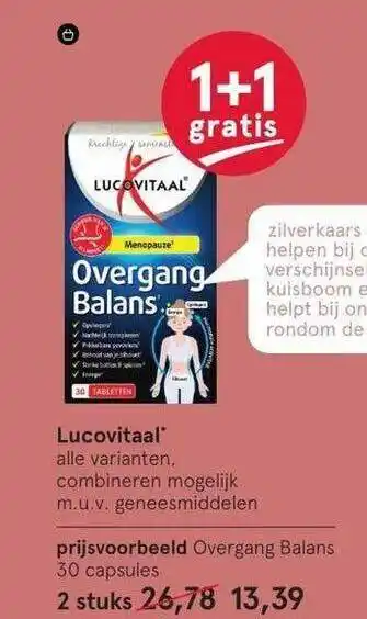 Etos Lucovitaal overgang balans 30 capsules 1+1 gratis aanbieding