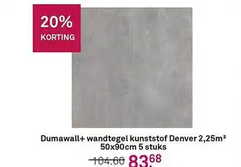 Karwei Dumawall+ wandtegel kunststof denver 2,25m² 50x90 cm 5 stuks 20% korting aanbieding