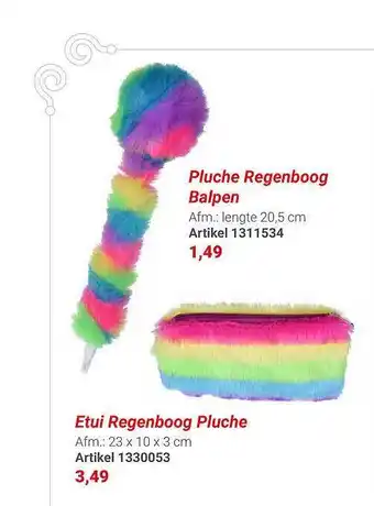 Lobbes Pluche regeboog balpen of etui regenboog pluche aanbieding