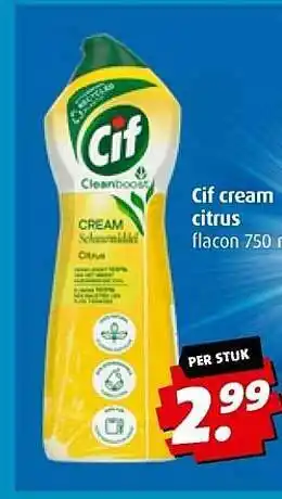 Boni Cif cream citrus aanbieding