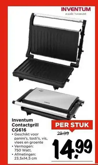 Vomar Voordeelmarkt Inventum contactgrill cg616 aanbieding