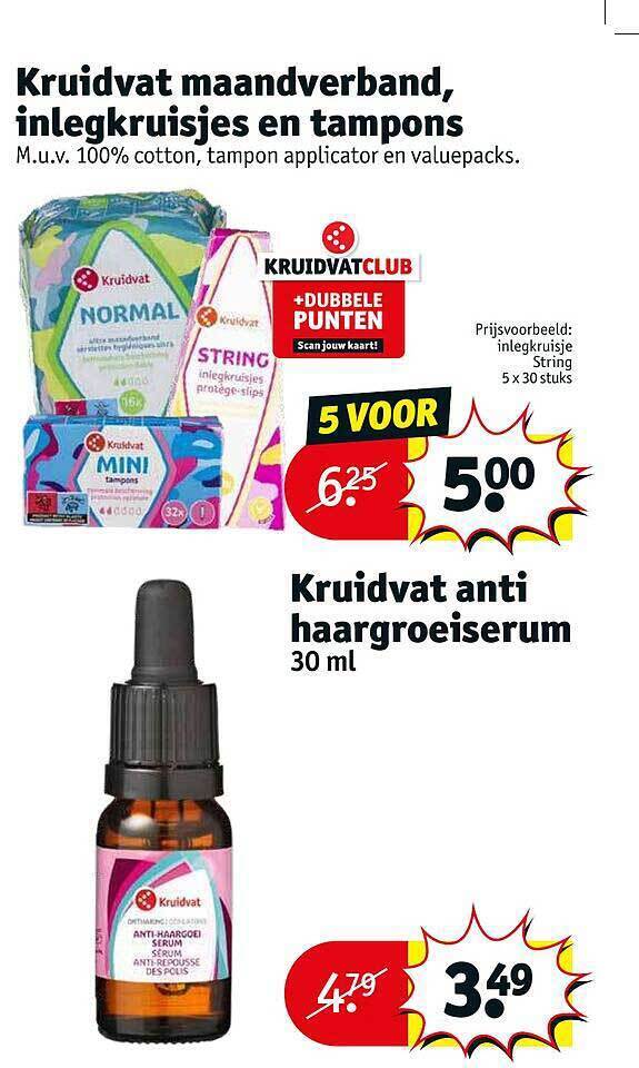 Kruidvat maandverband, inlegkruisjes en tampons of kruidvat anti