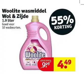 Kruidvat Woolite wasmiddel wol & zijde 55% korting aanbieding