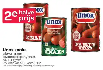 Spar Unox knaks 2*400g aanbieding