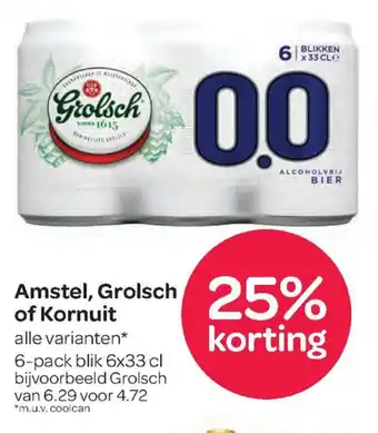 Spar Amstel, Grolsch of Cornuit 6-packs aanbieding