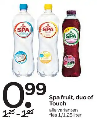 Spar Spa Fruit, Duo of Touch 1-1.25L aanbieding