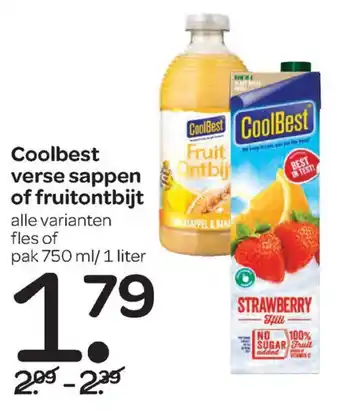 Spar CoolBest sappen of Fruitontbijt 1L/750ml aanbieding