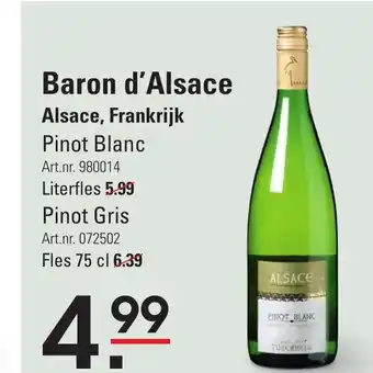 Sligro Baron d'Alsace 750ml aanbieding