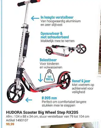 Lobbes Hudroa scooter big wheel step rx205 aanbieding