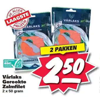 Nettorama Varlaks gerookte zalmfilet 2x50 gram aanbieding