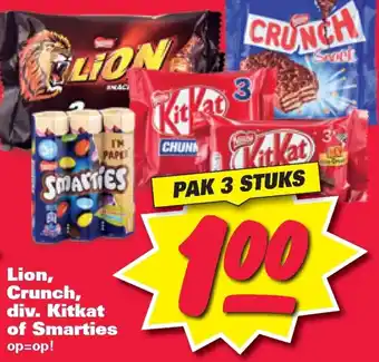 Nettorama Nestle Lion, crunch, div. Kitkat of smarties aanbieding