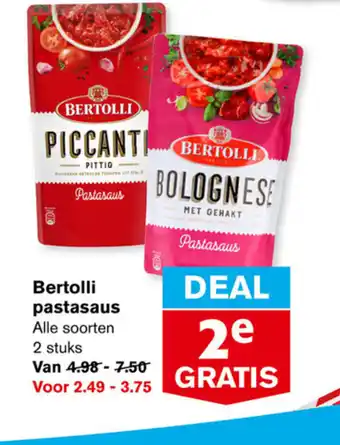 Hoogvliet Bertolli pastasaus 2 stuks aanbieding