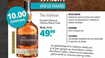 Mitra The Irishman Founder's Reserve Oloroso Sherry Cask 10.00 Korting aanbieding