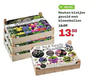 Welkoop Houten kustjes gevuld met bloembollen aanbieding