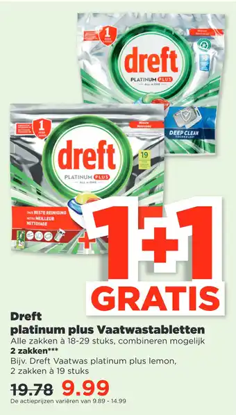 PLUS Dreft platinum plus vaatwastabletten aanbieding