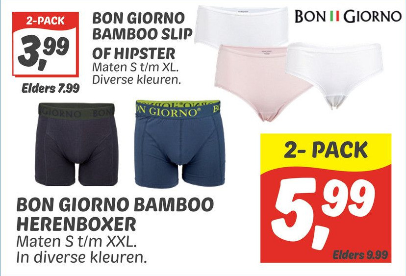 Bon giorno bamboo herenboxer aanbieding bij Dekamarkt