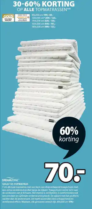 Jysk Dreamzone gold t25 topmatras aanbieding