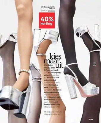 HEMA Alle transparante panty's 40% korting aanbieding