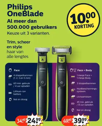 Kruidvat Philips OneBlade aanbieding