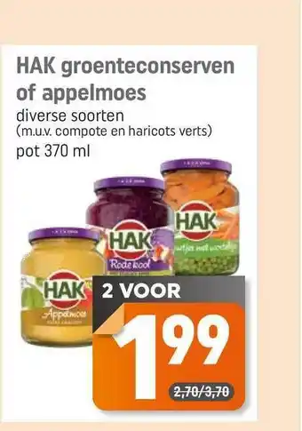 Dagwinkel Hak Groenteconserven Of Appelmoes aanbieding