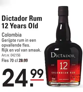 Sligro Dictador Rum 12 years old 700ml aanbieding